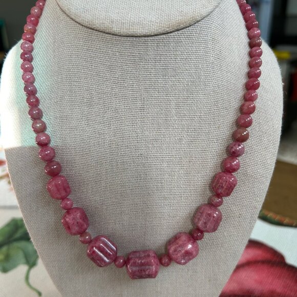 Jay King Baroque Rose RHODONITE Sterling Silver Bead Necklace NWT - Picture 4 of 6